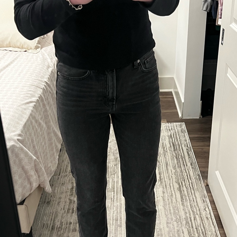 High Rise Washed Black Jeans